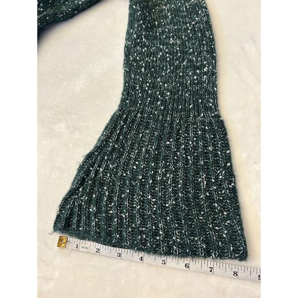 Ann Taylor Womens Mock Neck Sweater Sz M Green Marled Bell Sleeve - Picture 6 of 8